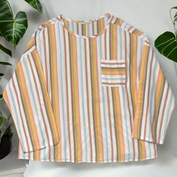Soft Surroundings Pastel Striped Lagenlook Bohemian Blouse Women's Size 2X - Picture 1 of 10